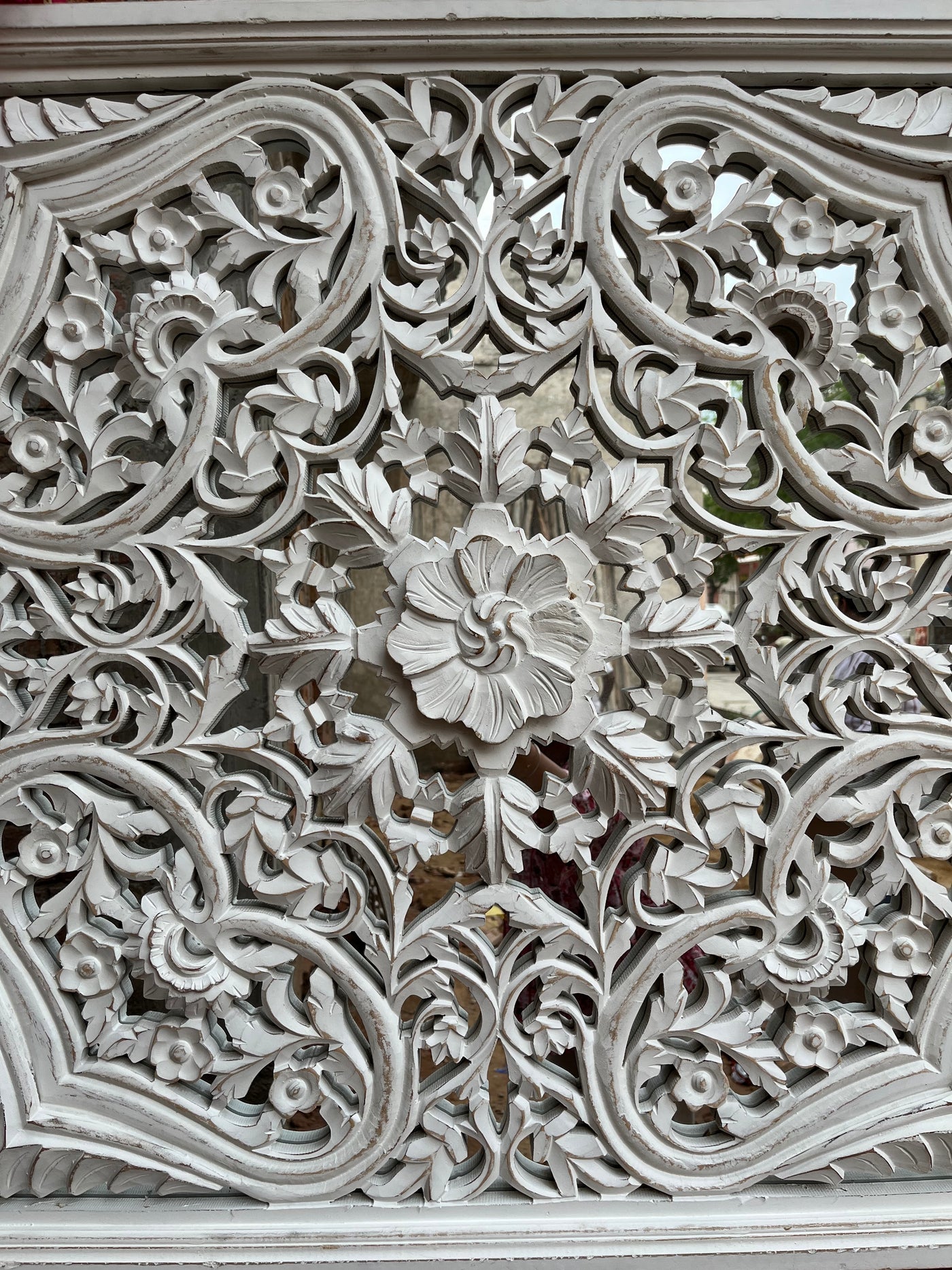 Wooden hand carved Wall Panel with mirror at the back