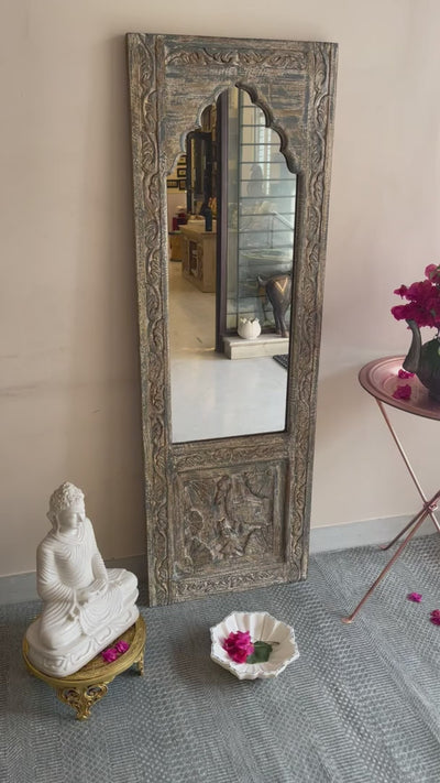 Hand carved Single Jharokha Vanity mirror