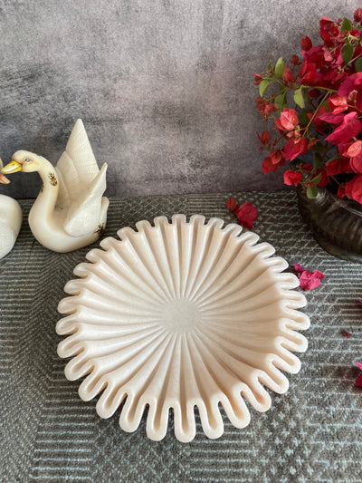 Light Pink Ruffled Marble Bowl