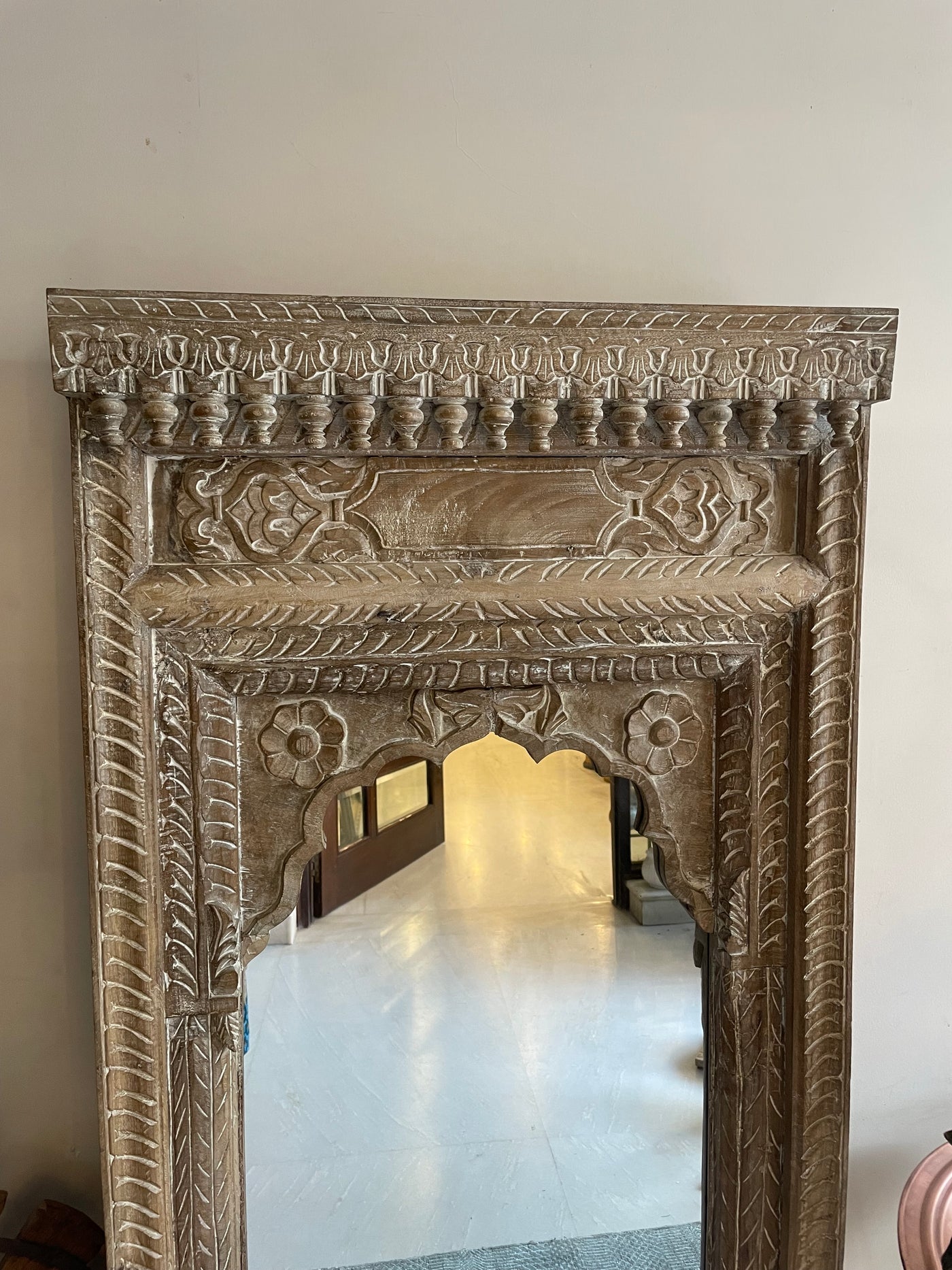 Hand carved Single Jharokha Wall mirror