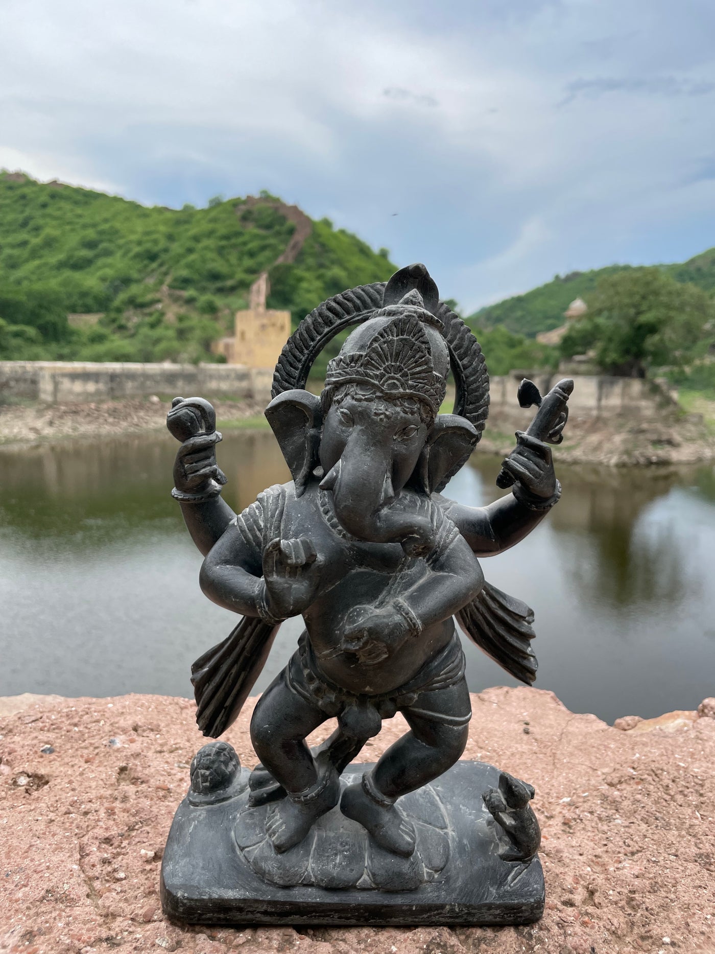 Handcrafted Lord Ganesha statue in black marble