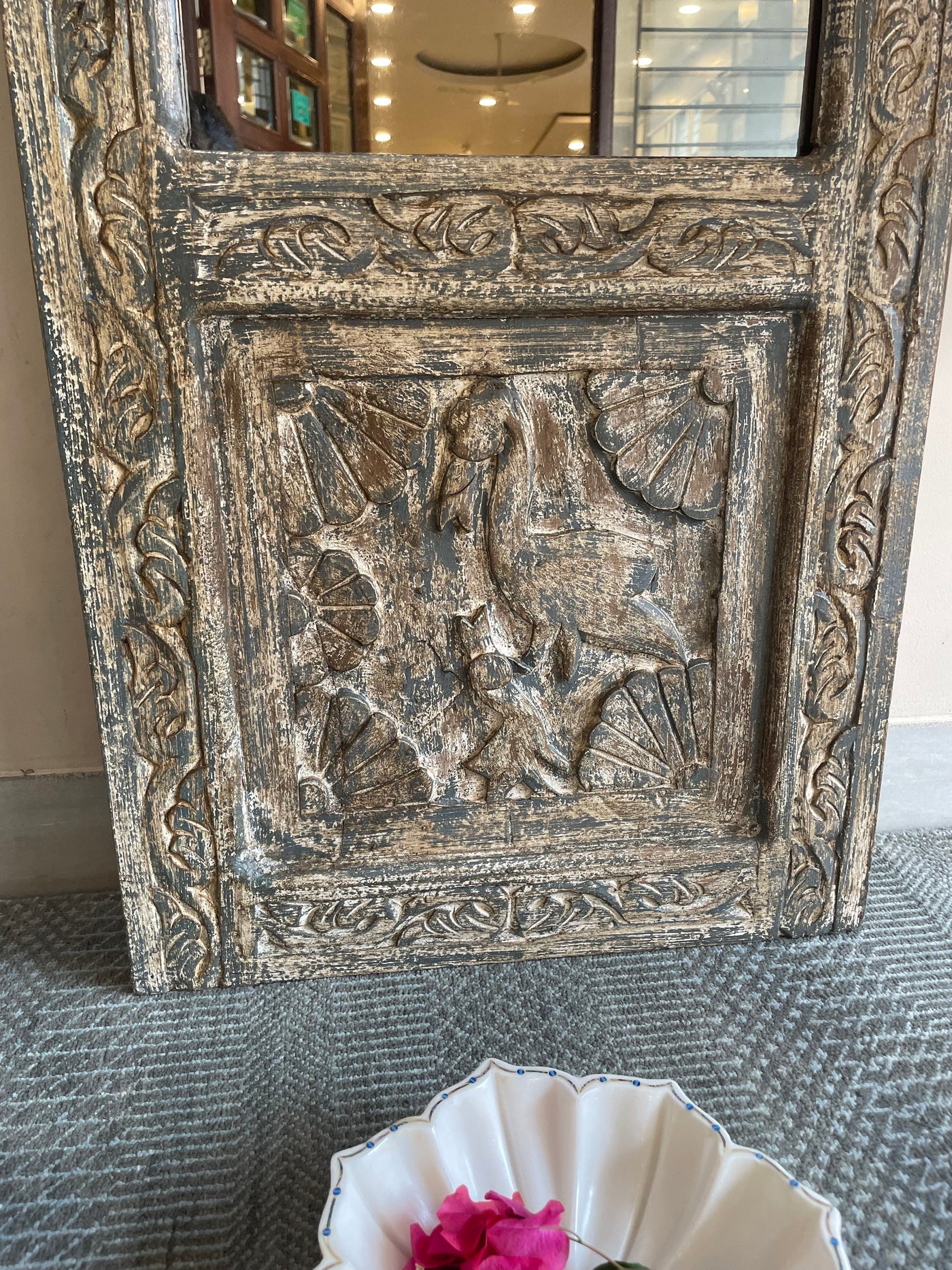 Hand carved Single Jharokha Vanity mirror