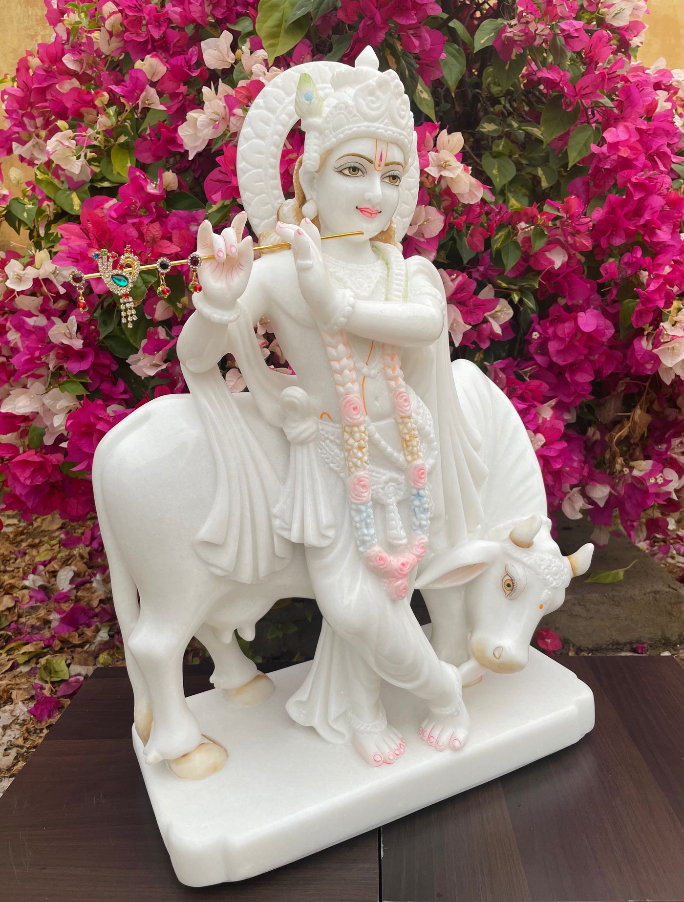 Lord Krishna Statue in White Marble 24" inches