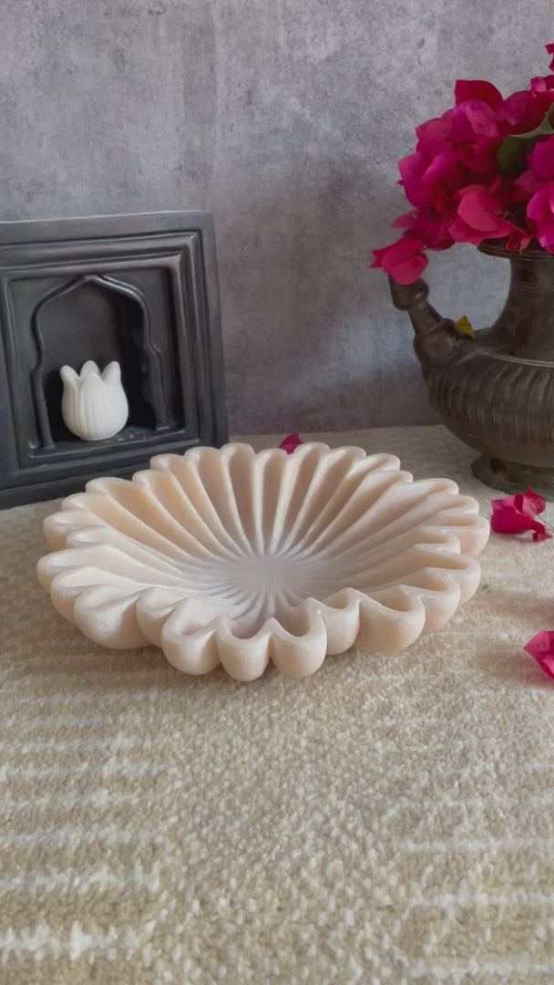 Beige colored flower shaped Marble Bowl