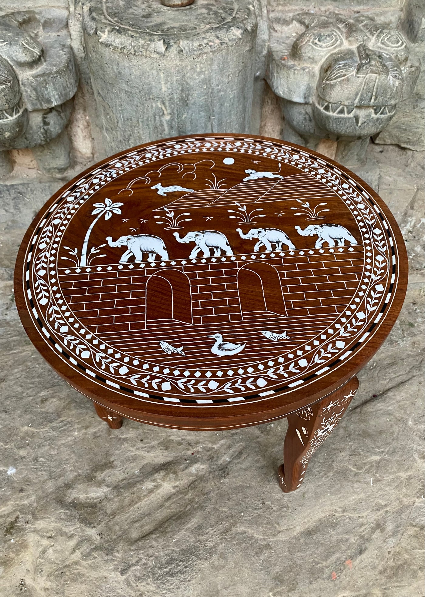 Foldable Coffee table with Handmade Inlay work