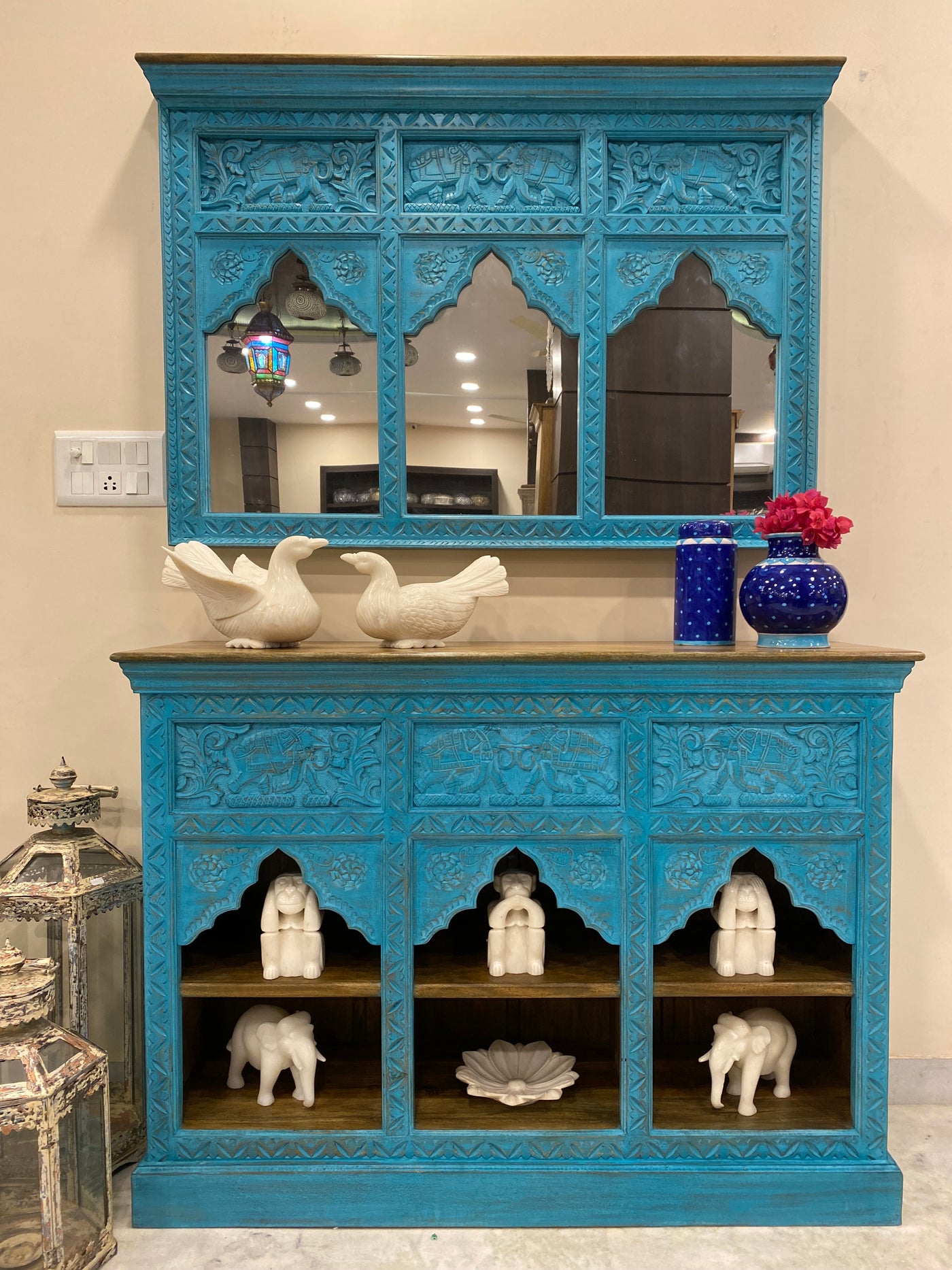 Distressed Blue Console Table