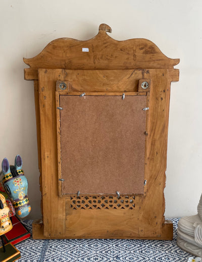 Hand carved Single Jharokha Wall mirror with Eagle top