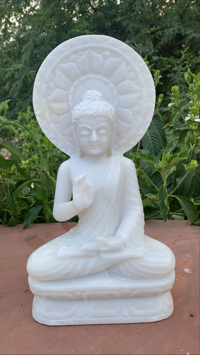 15 inches Meditating Buddha Statue in Marble