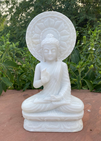 15 inches Meditating Buddha Statue in Marble