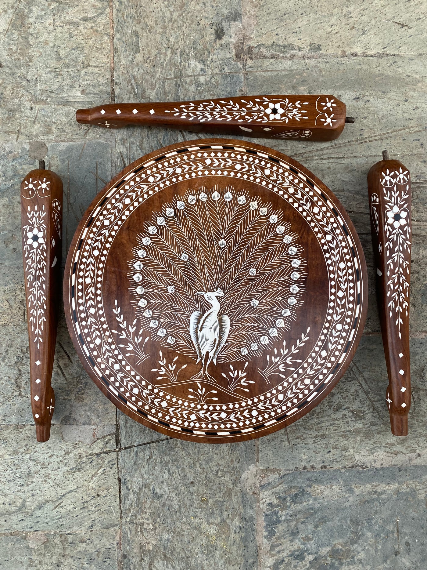 Foldable Coffee table with Handmade Inlay work