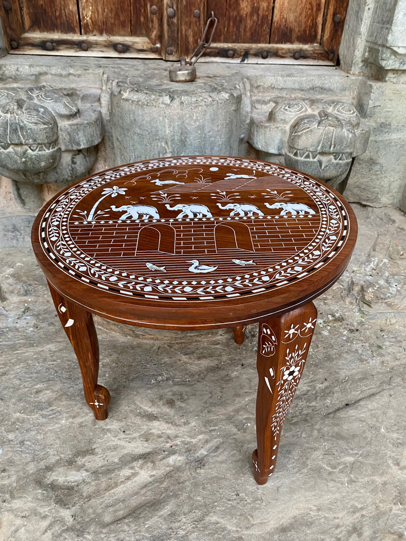 Foldable Coffee table with Handmade Inlay work