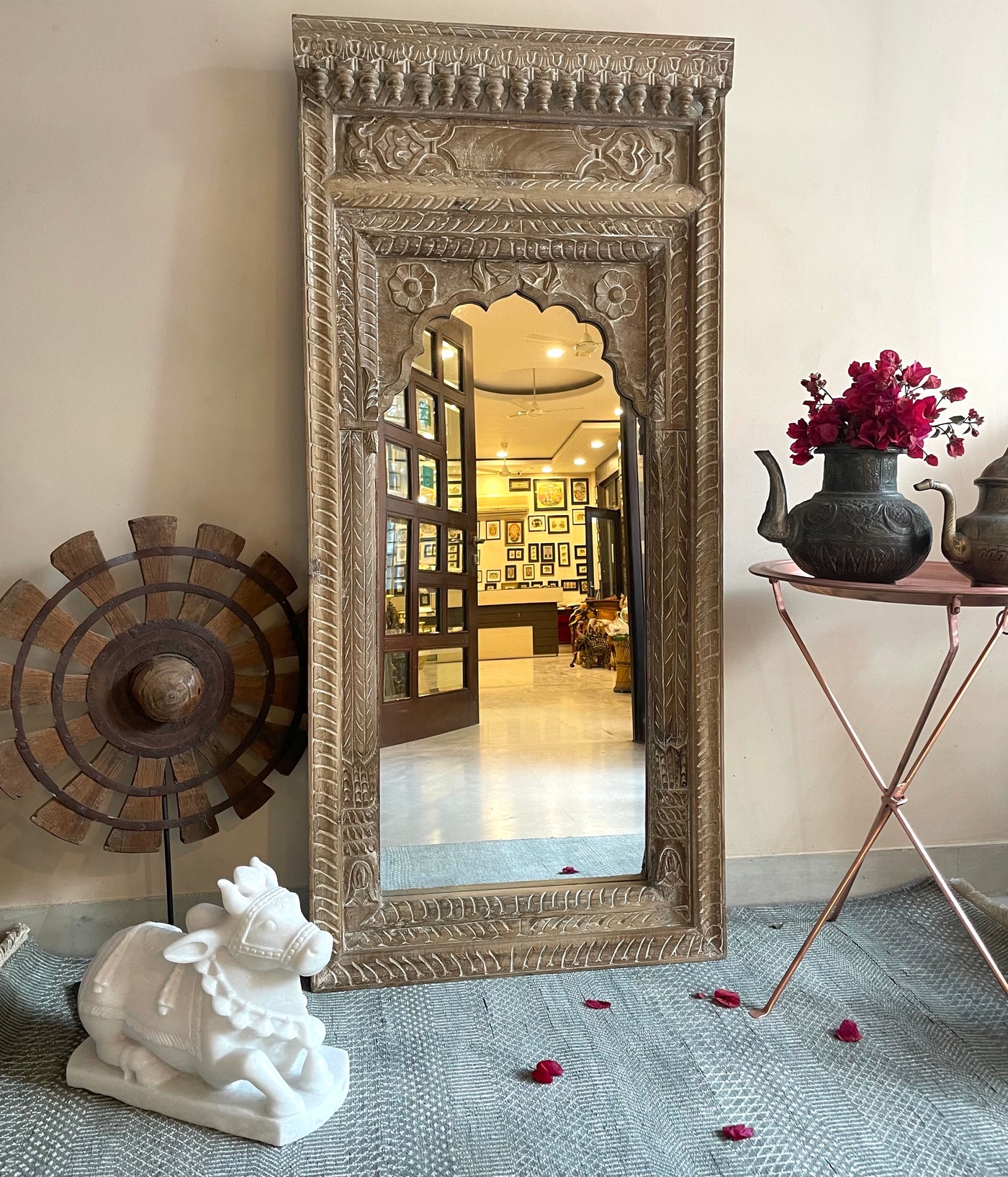 Hand carved Single Jharokha Wall mirror