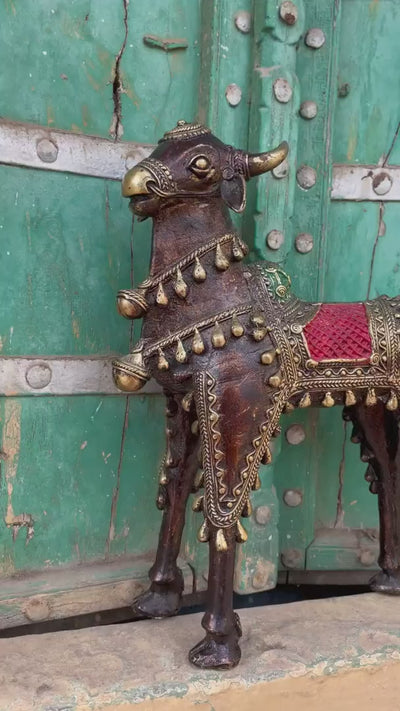 Antique Brass Dhokra Horse Cow