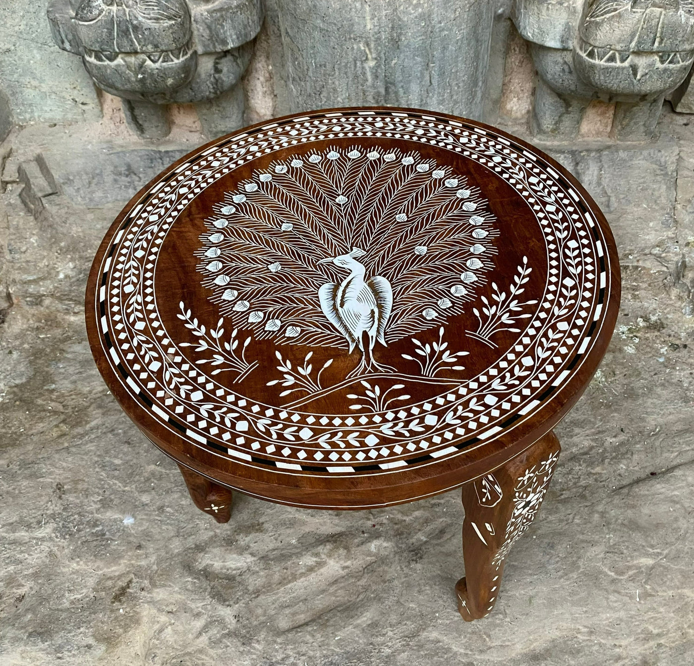 Foldable Coffee table with Handmade Inlay work