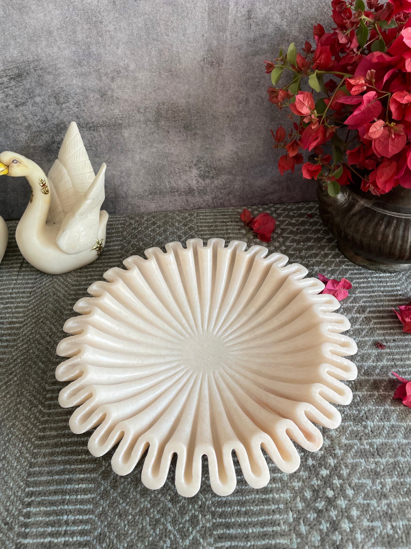 Light Pink Ruffled Marble Bowl