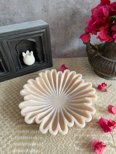 Beige colored flower shaped Marble Bowl