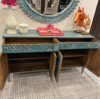 Distressed Green Console Table