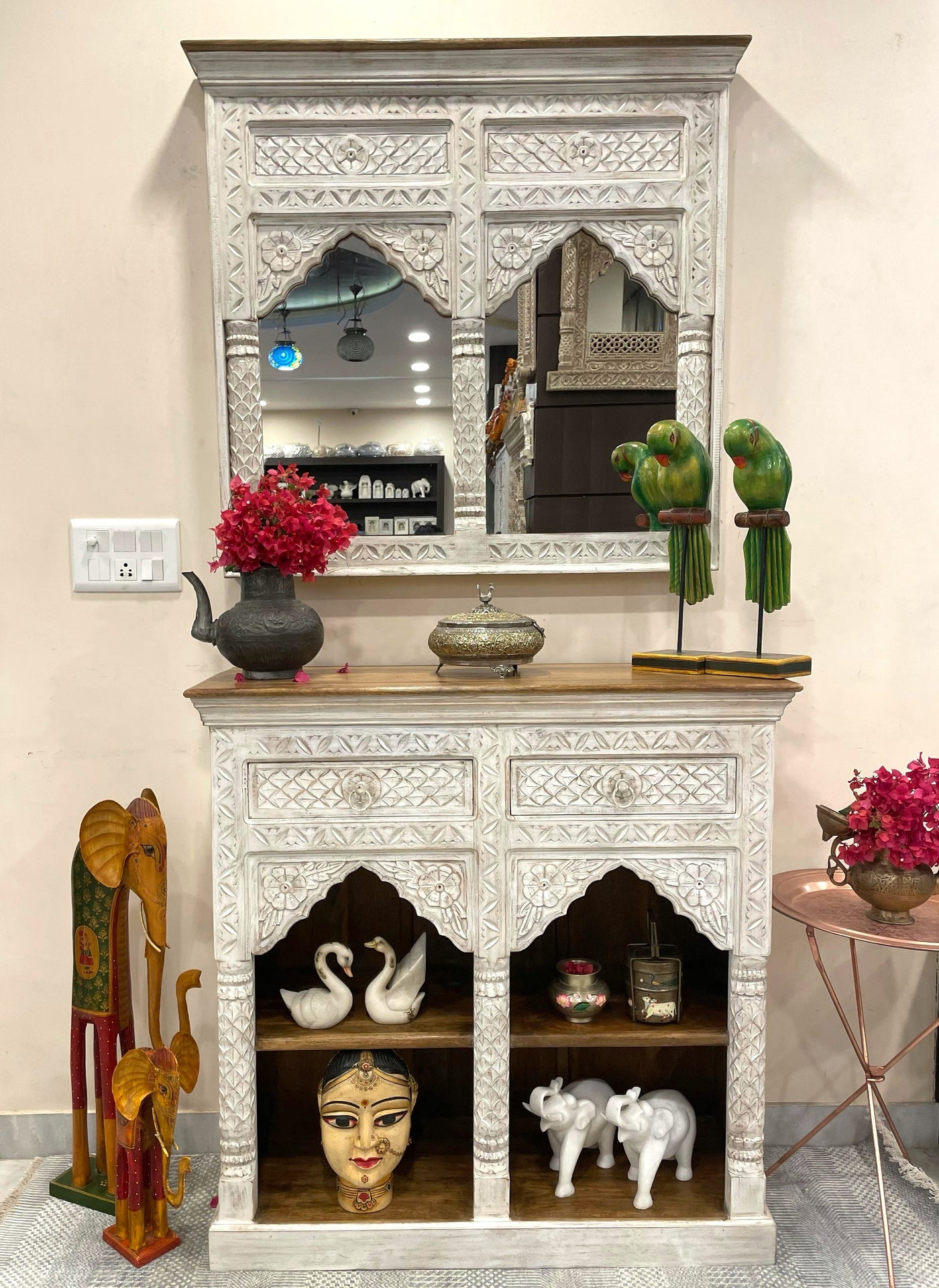 Distressed White Console Table