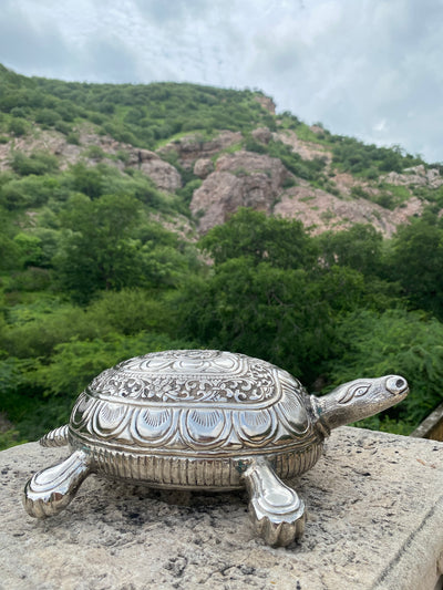 Silver hand carved tortoise