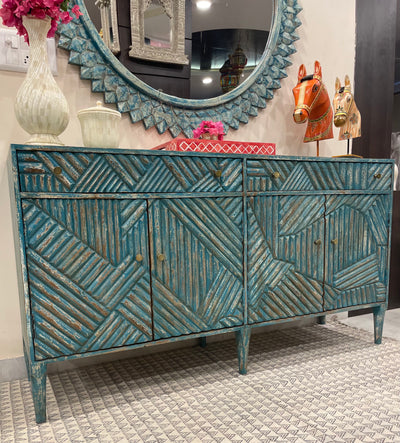 Distressed Green Console Table