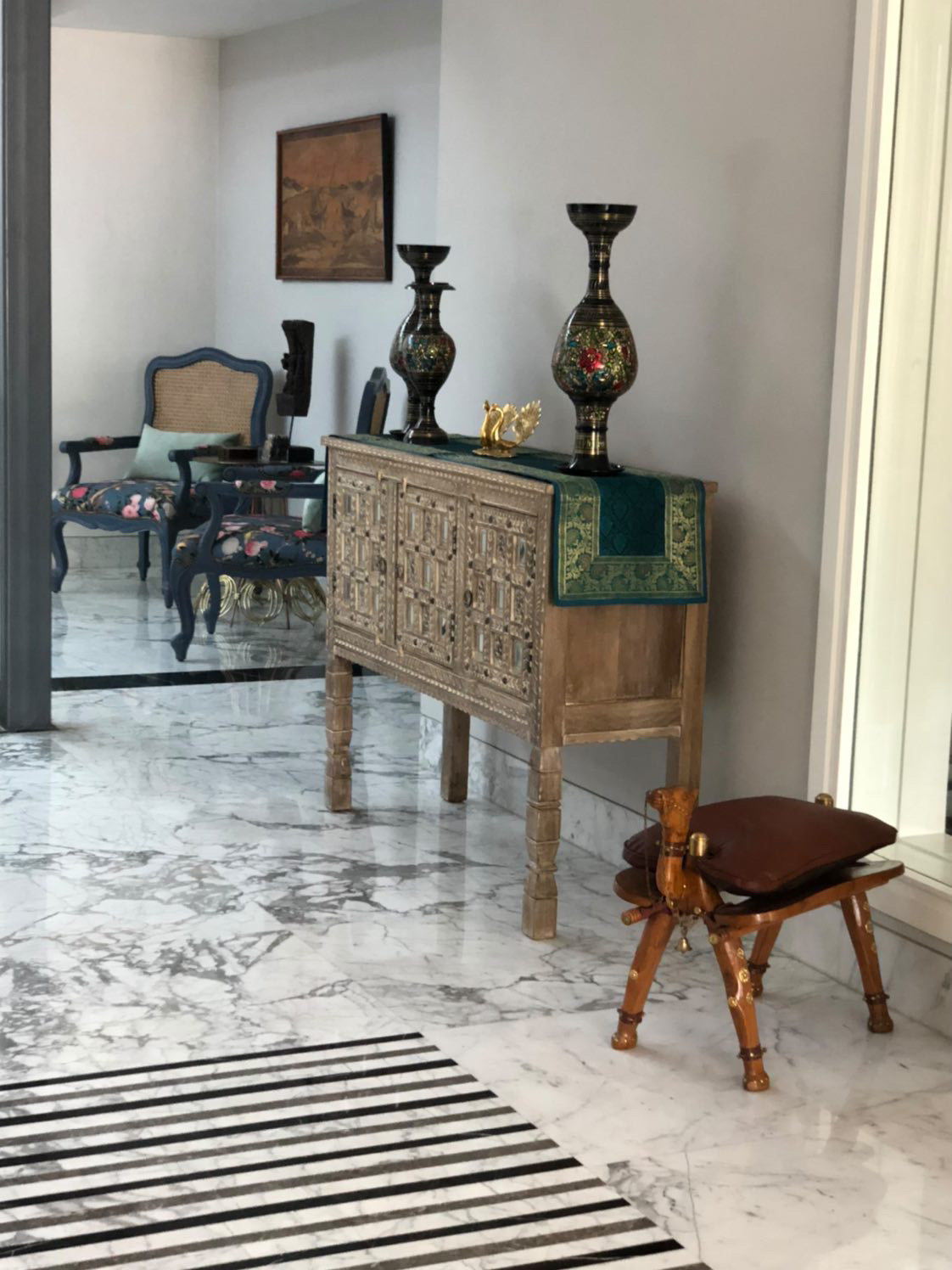 Distressed Natural Finish Damchiya/Console Table