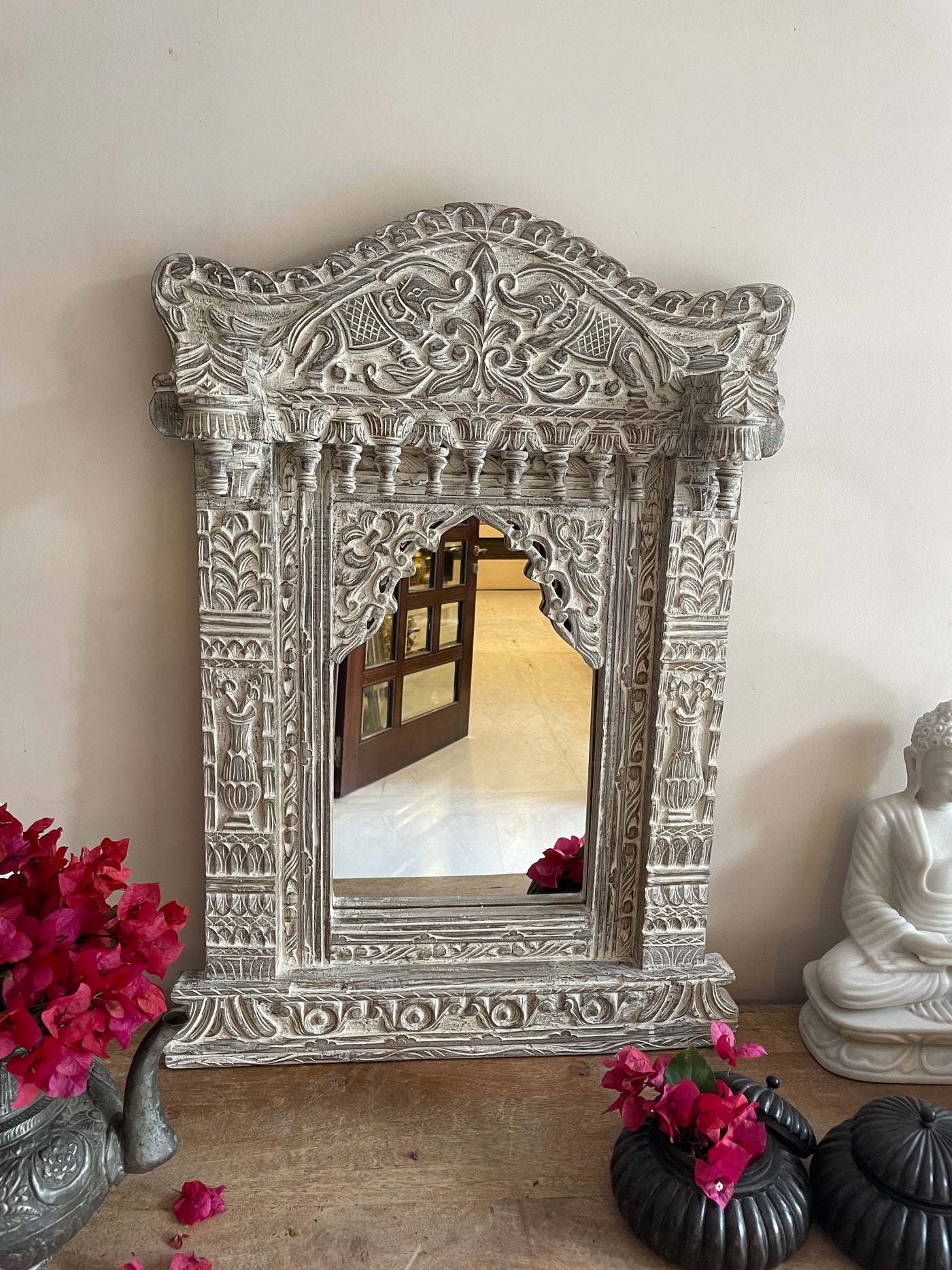 Hand carved Single Jharokha Wall mirror