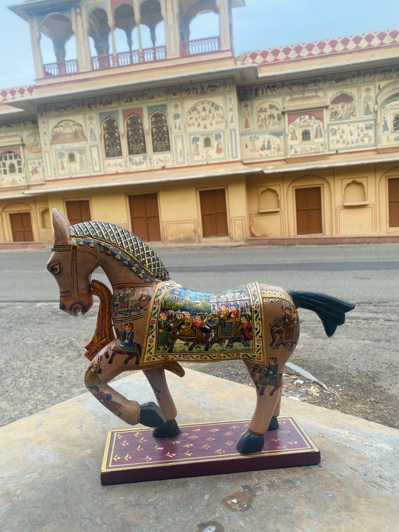 Wooden Hand painted Horse Statue