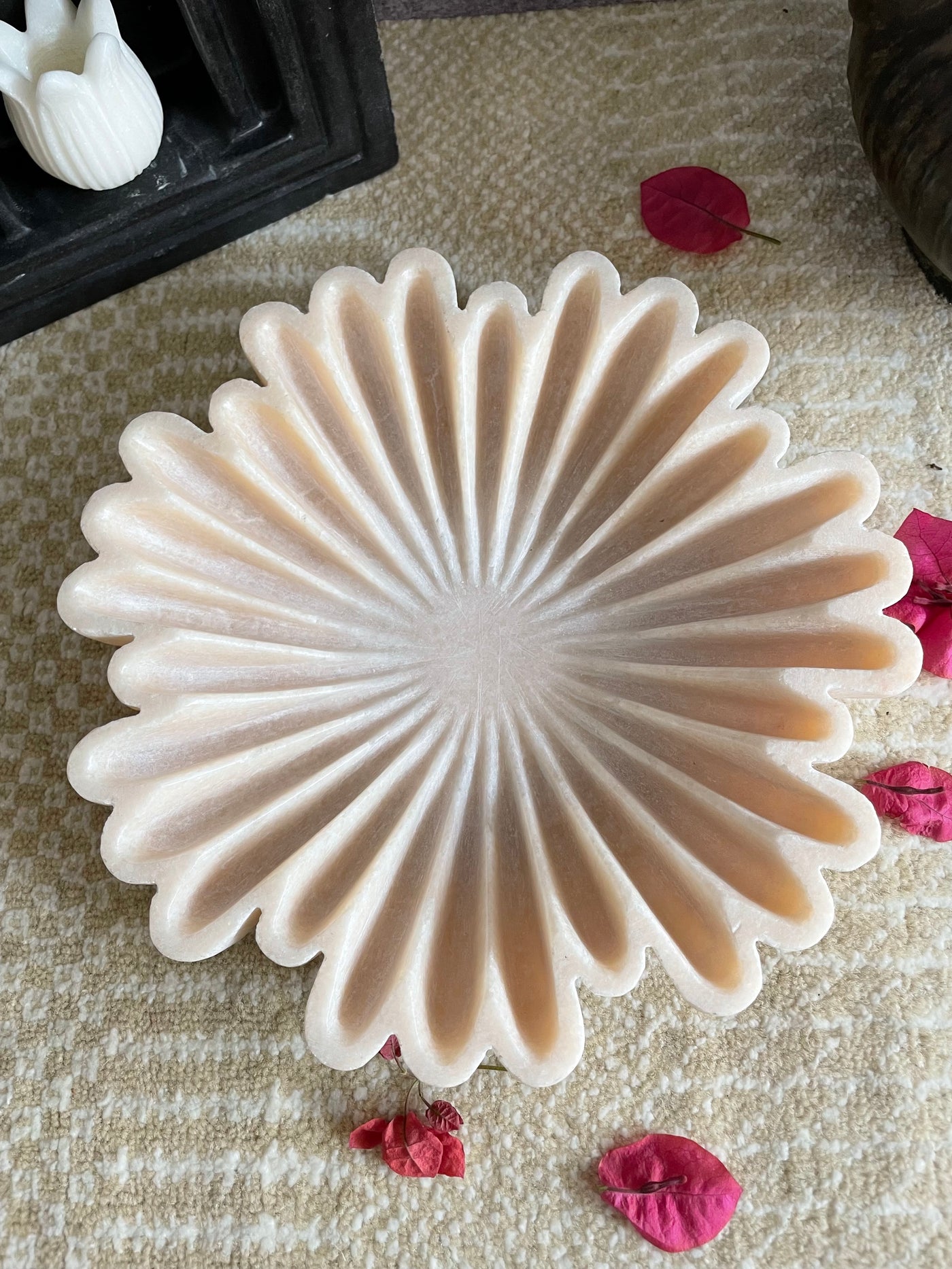 Beige colored flower shaped Marble Bowl