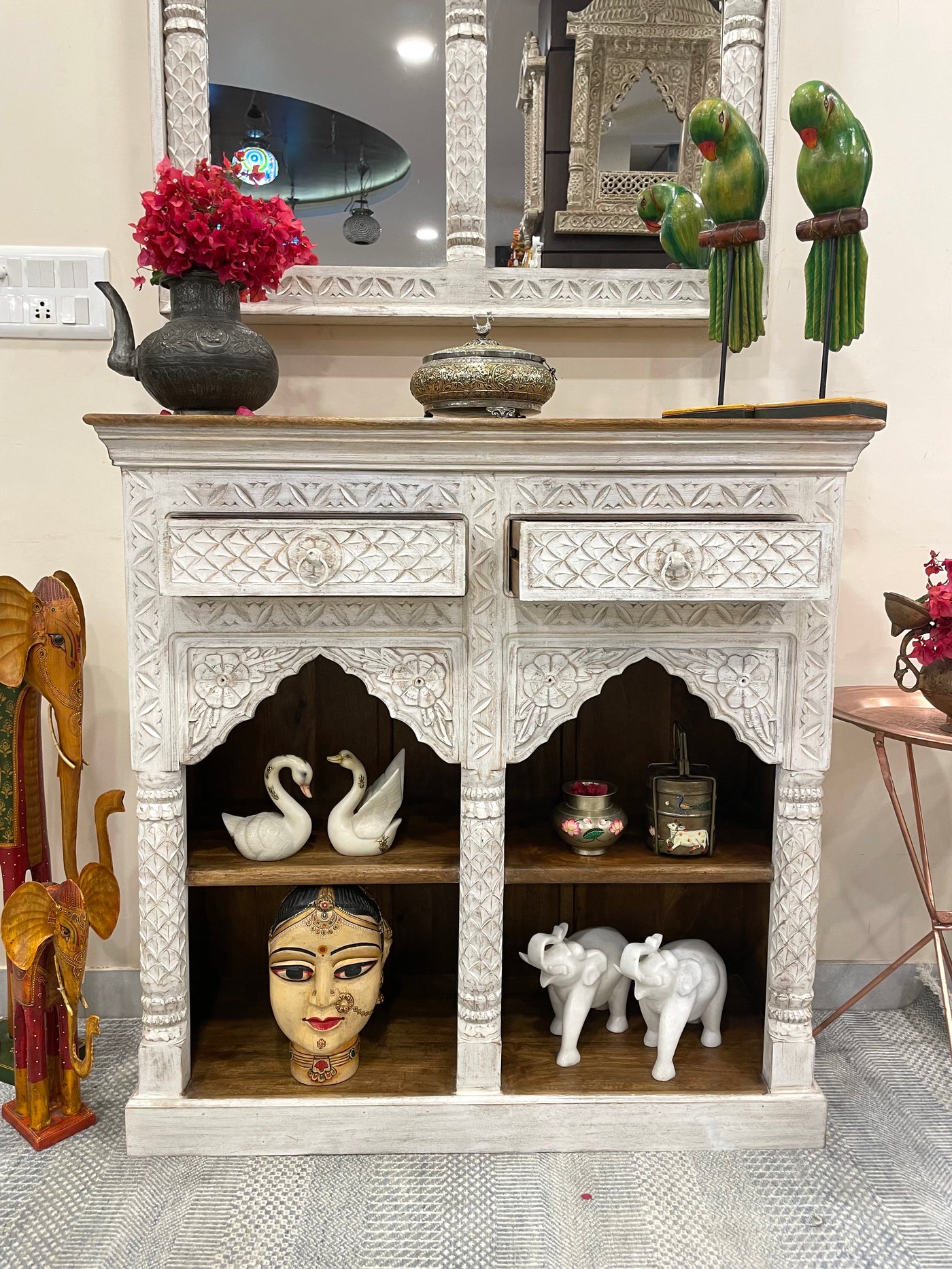 Distressed White Console Table