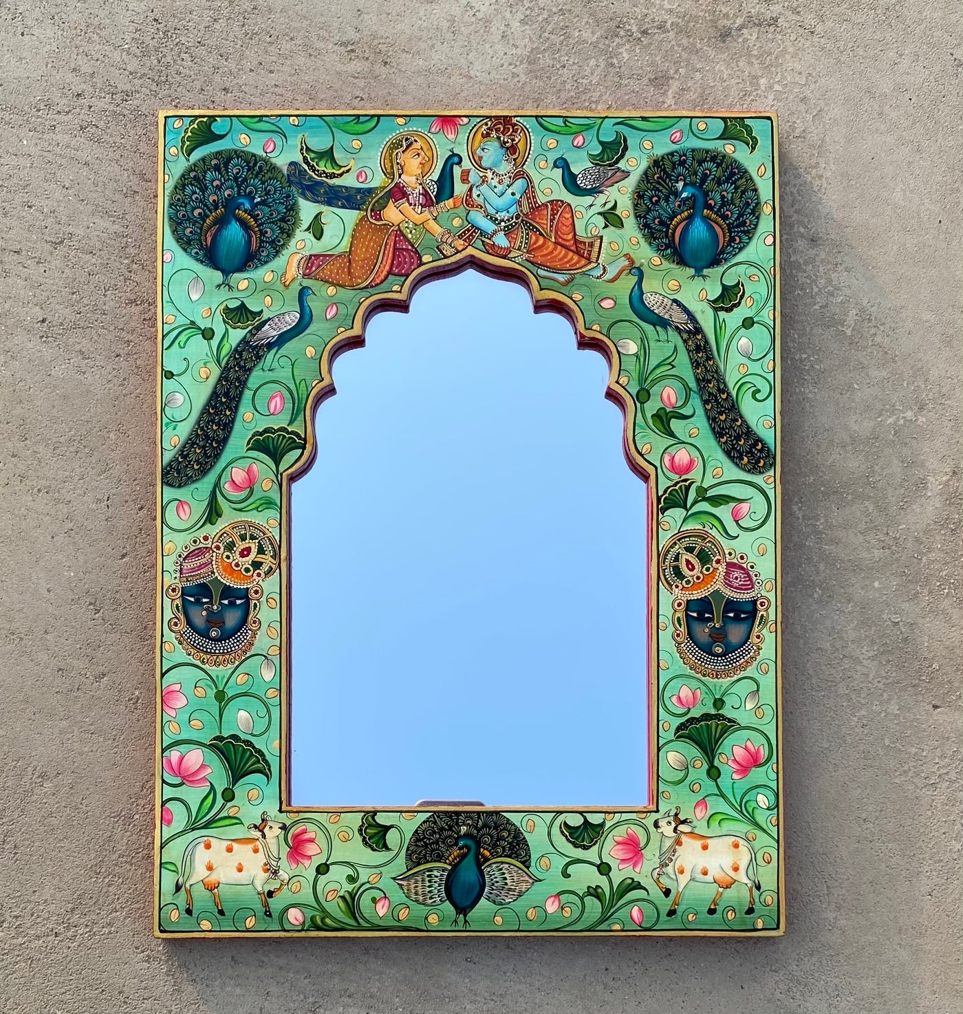 Hand painted Frame With Radha Krishna Motifs