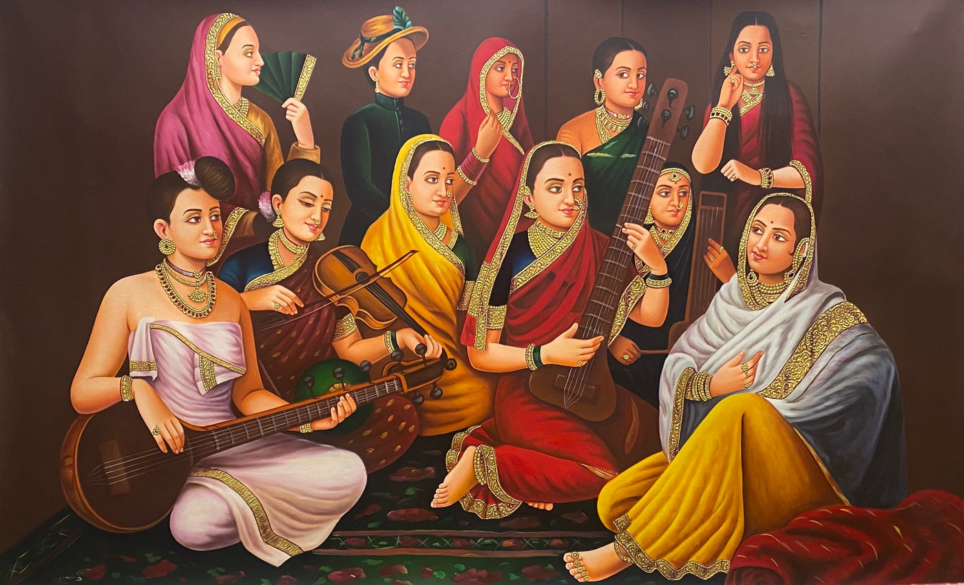 Ethnicity - Canvas Painting of group of ladies playing instruments