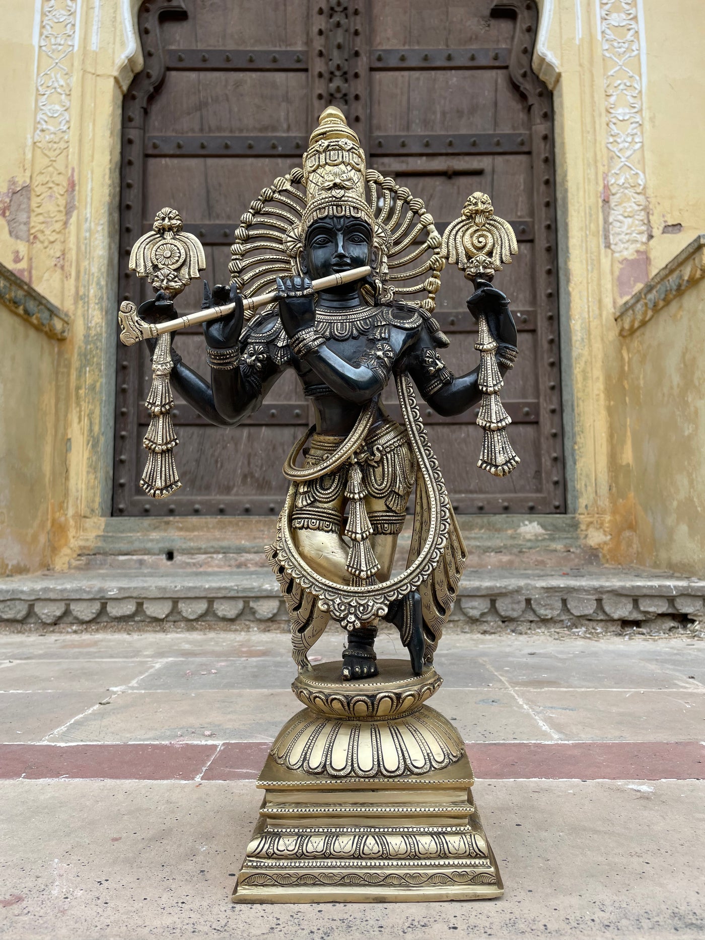 24 inches Handcrafted Lord Krishna Solid Brass Statue