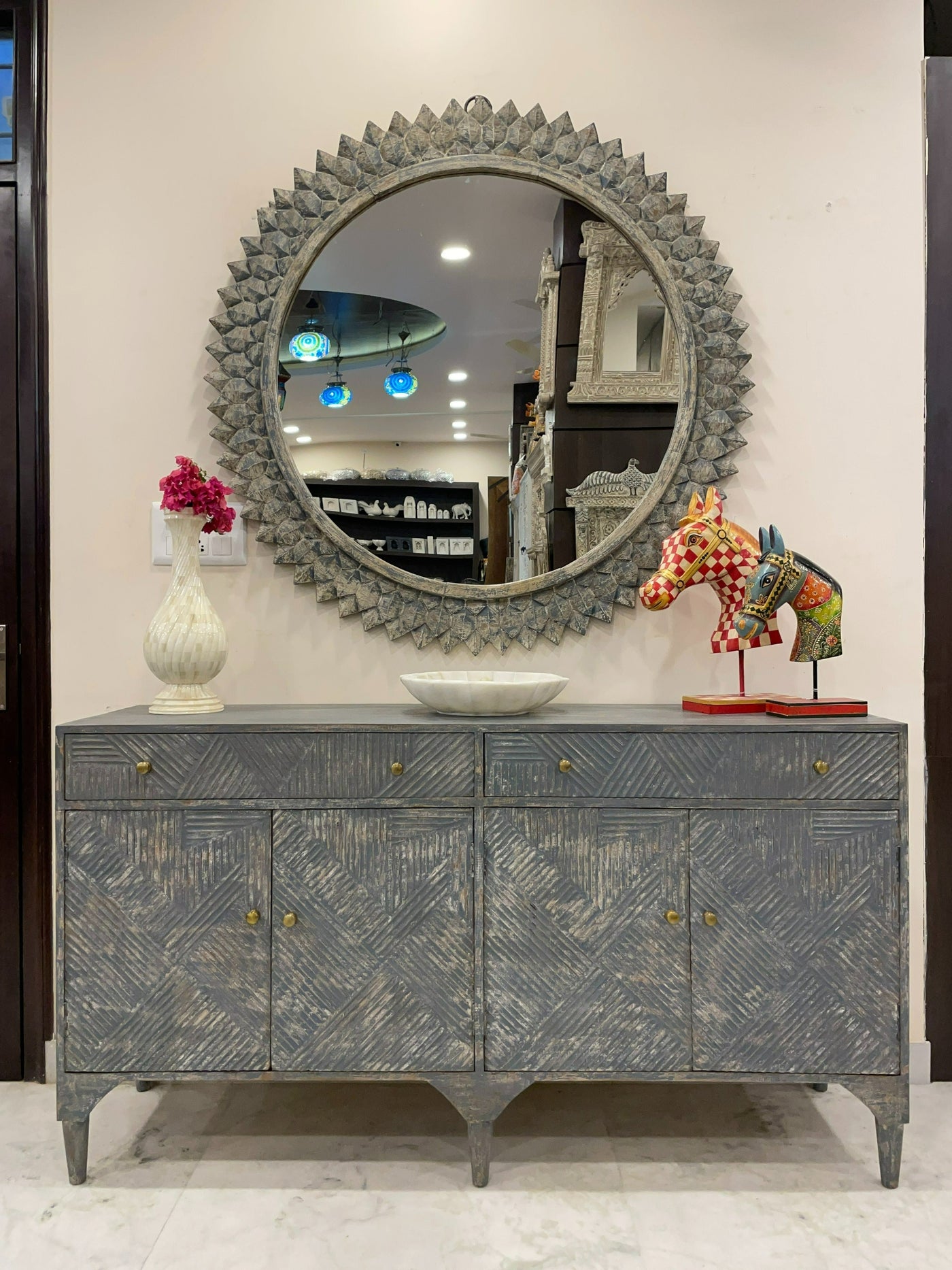 Distressed Grey Console Table