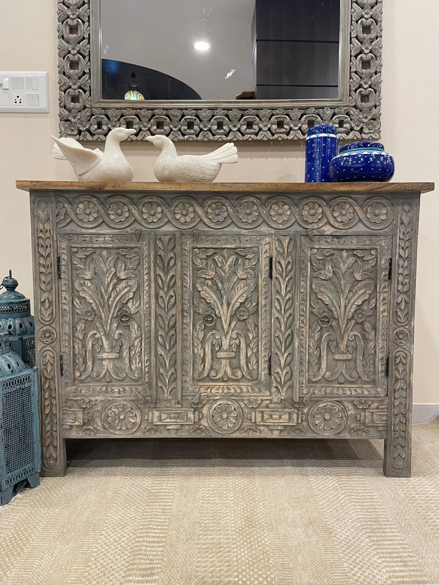 Distressed Grey Console Table