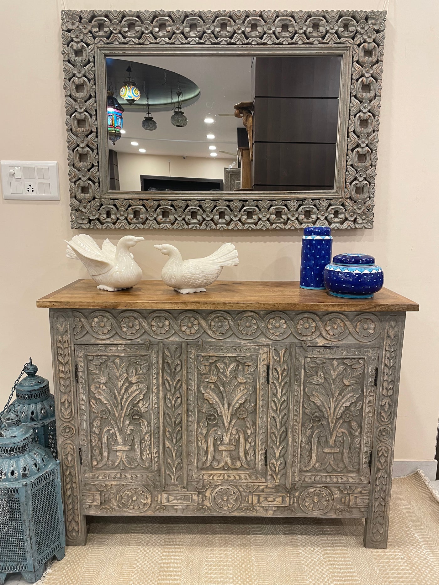 Distressed Grey Console Table