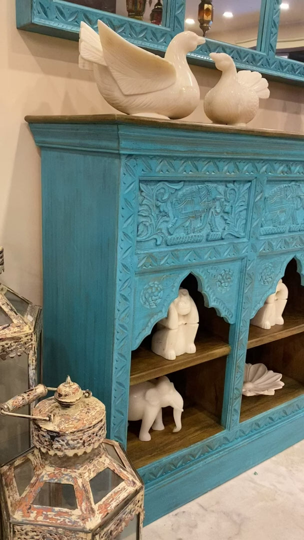 Distressed Blue Console Table