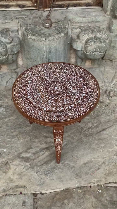 Foldable Coffee table with Handmade Floral Inlay work