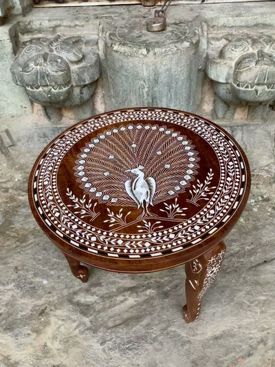 Foldable Coffee table with Handmade Inlay work