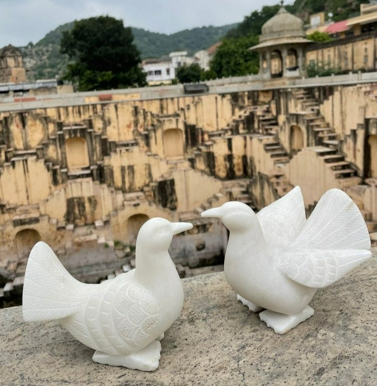 Hand carved Marble Bird pair