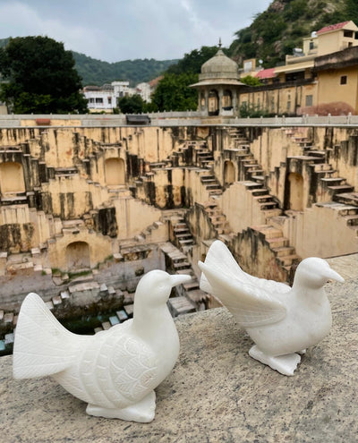 Hand carved Marble Bird pair