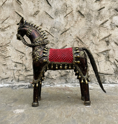 Antique Brass Dhokra Horse Statue