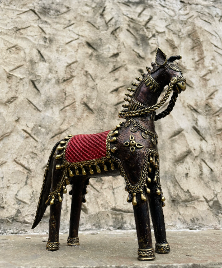 Antique Brass Dhokra Horse Statue