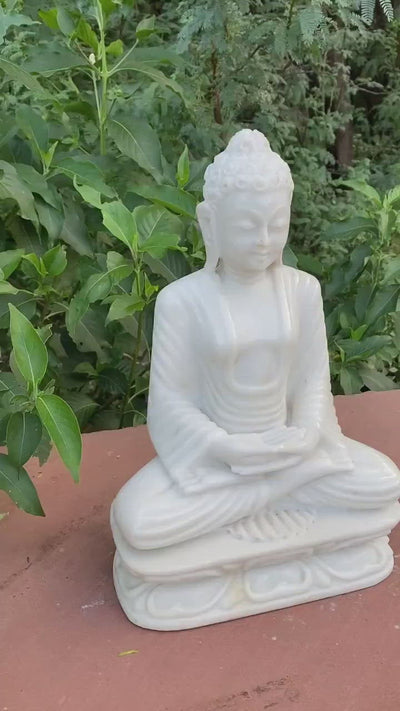 15 inches Meditating Buddha Statue in Marble