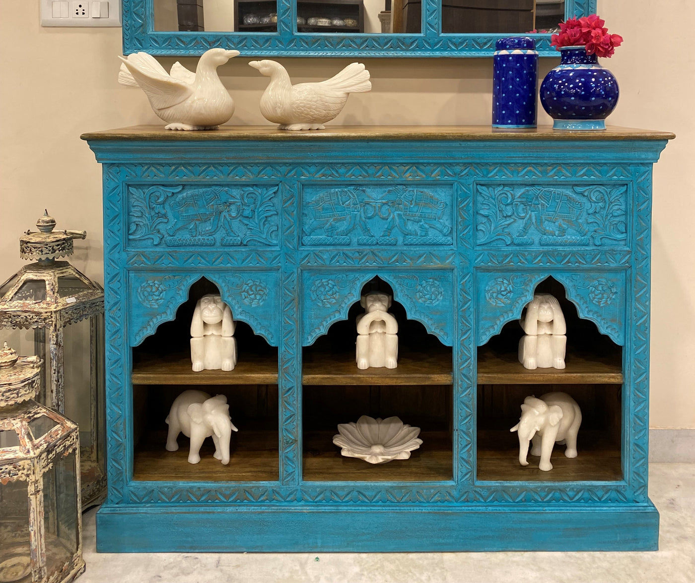 Distressed Blue Console Table