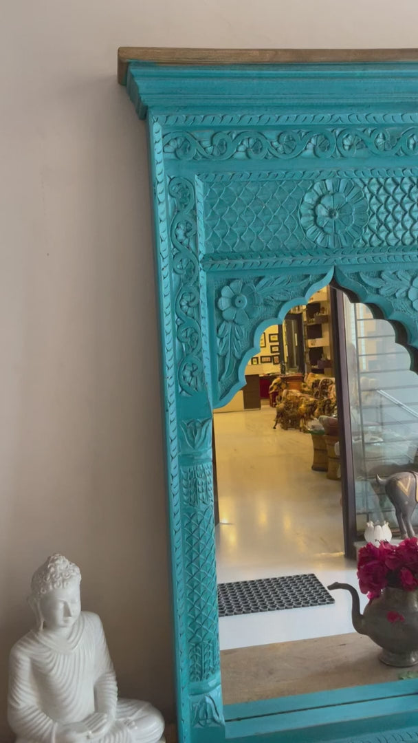 Hand carved Single Jharokha Wall mirror