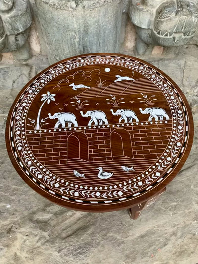 Foldable Coffee table with Handmade Inlay work