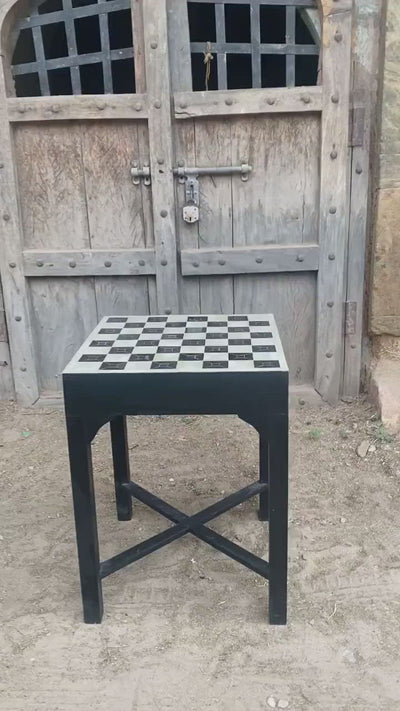 Black and White Stool table / Bed Side Night stand table with Inlay work