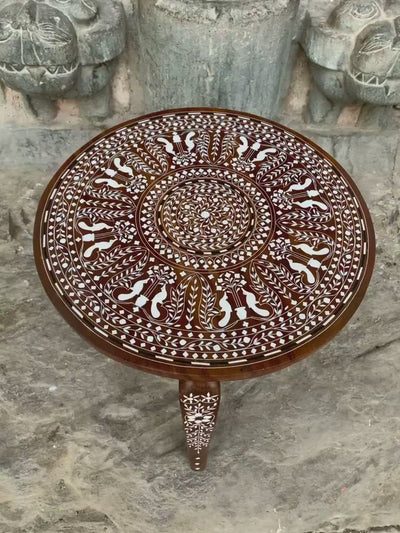 Foldable Coffee table with Handmade Floral Inlay work