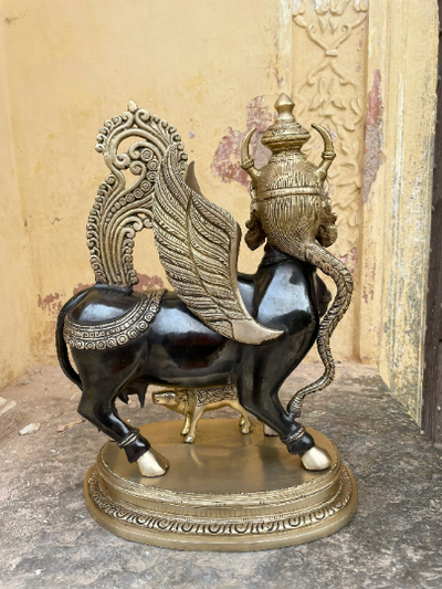 Handcrafted 18 Inches Kamdhenu Solid Brass Statue – Symbol of Prosperity and Abundance