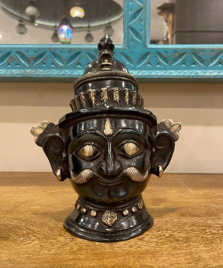 Set of Gauri Shiva Brass Statue | Brass Mukhlinga Mask